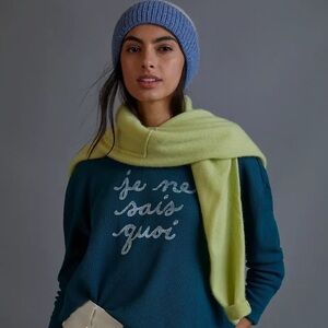 ANTHROPOLOGIE Turquoise Waffle Knit Sweatshirt Top